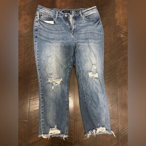 Judy Blue Distressed Cropped Jeans